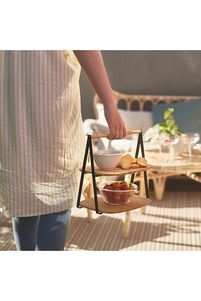 IKEA Fullspäckad 2-tier Bamboo Serving Tray With Handle – Compact, Durable & Easy To Carry, 28x20 Cm