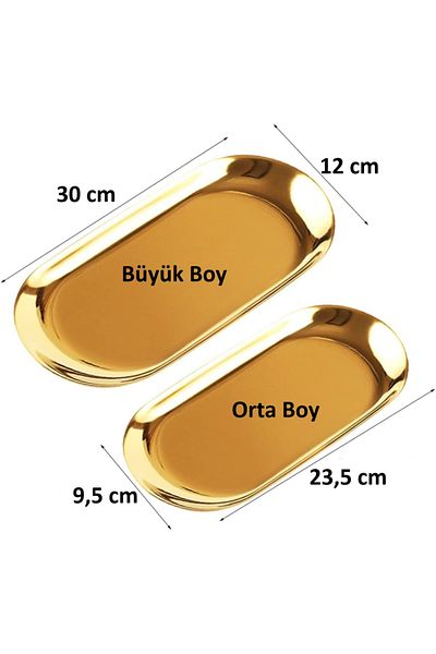 farklı evim 1 كبير (30 سم) 1 متوسط ​​(23.5 سم) كاياك بيضاوي ذهبي من الفولاذ المقاوم للصدأ وعاء الوجبات الخفيفة وعاء الصلصة