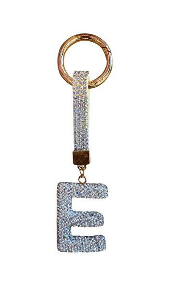 NATUREL Taşlı E Harfi Anahtarlık Işıltılı Harf Çanta Süsü