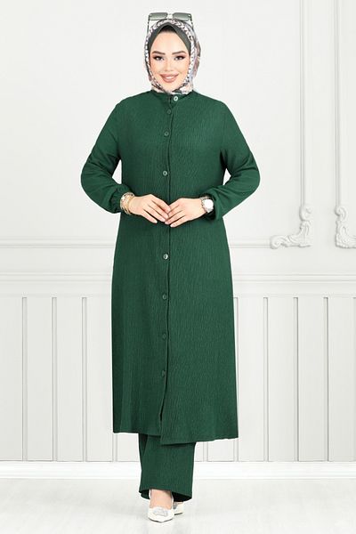 ModaMerve Hijab Suit with Elastic Cuffs Emerald