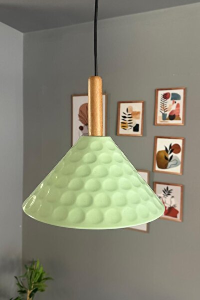 Bamyum Rumy Mint Tekli Ahşap Başlık Avize Sarkıt Ofis Showroom Salon Mutfak A...