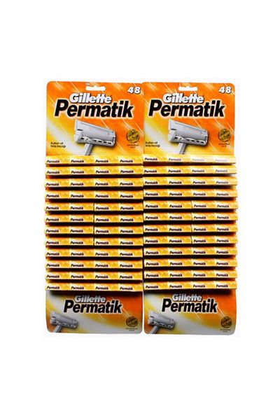 Gillette Permatic Single Blade Shaving Blade 48x2 Permatic Chart 96 Pieces