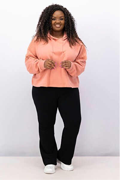 adidas Women Plus Size Embroidered Logo Crop Hoodies, Ash Pink