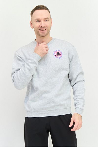 adidas Men Sportswear Fit Long Sleeves Outdoor Sweatshirt, Light Grey
