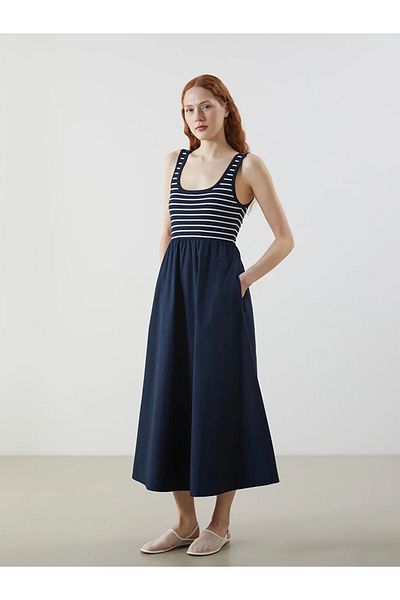 LC Waikiki Lcw Vision Brown Square Neck Women's Dress