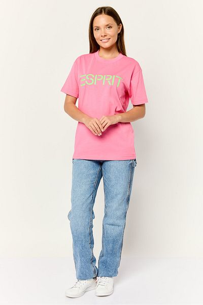 Esprit Women Crew Neck Short Sleeves Graphic Print T-shirt, Pink