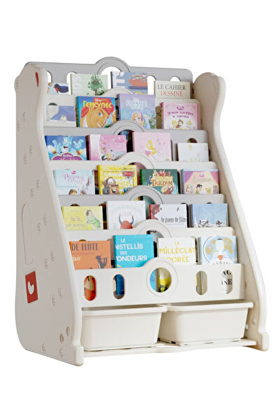 FULLJOY رف كتب علي شكل زرافة مكون من 7 طبقات مزدوجة مع صندوق تخزين ,72*47*100 سم