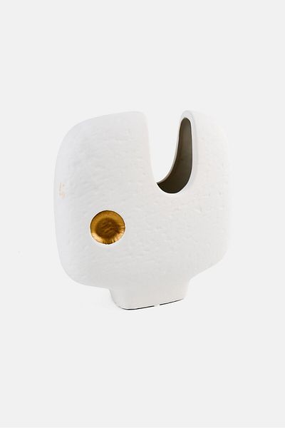 Muy Mucho Ceramic Decorative Flower Vase, White