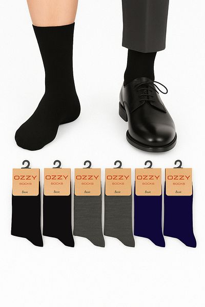 Ozzy Socks 6 чифта черно-сиви опушени мъжки безшевни тънки летни чорапи от вискоза