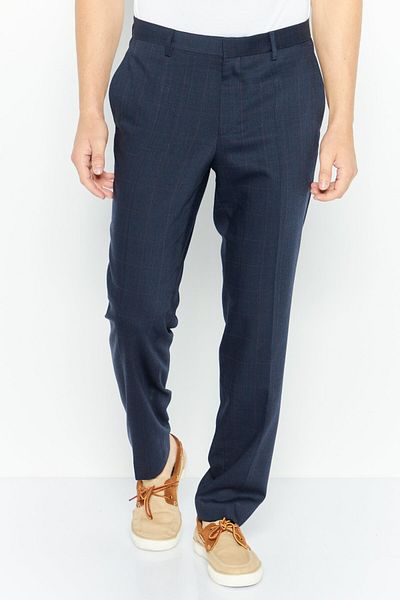 Hugo Boss Men Slim Fit Plaid Dress Pants, Navy Blue
