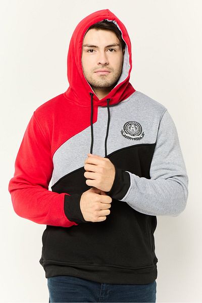 Akademiks Men Hooded Brand Logo Long Sleeves Sweatshirt, Multicolour