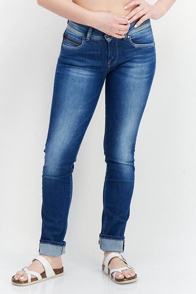 Pepe Jeans Women Slim Fit Washed Stretchable Denim Jeans, Blue