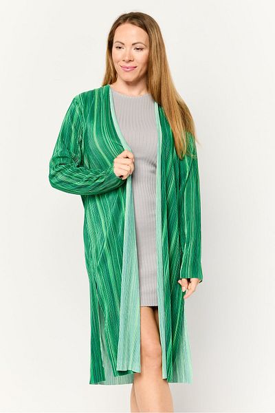 CYRUS Women Split Neck Rib Cardigan, Green
