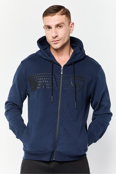 Lamborghini Men Brand Logo Long Sleeves Hoodie, Navy