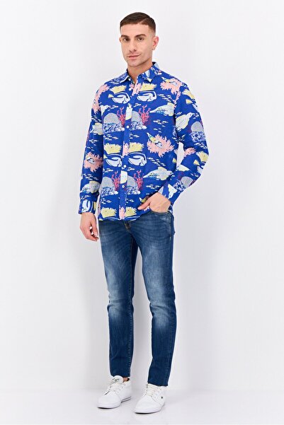 Nautica Men Classic Fit Embroidered Logo Long Sleeve Casual Shirt, Multicolor