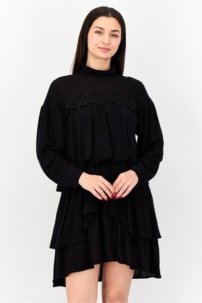 Reserved فستان قصير سادة للنساء، أسود