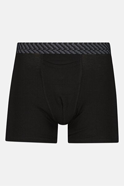 Tommy John Men 2 Pieces 4 Inseam Brand Logo Boxer Briefs, Black/White