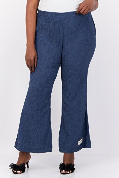 The Giving Movement Women Regular Fit Textured Flare Pants, Blue