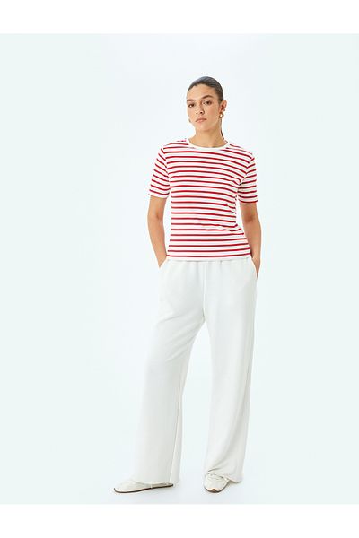 Koton Cotton Crew Neck Short Sleeve Striped T-Shirt