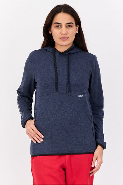 AMERICAN EAGLE Women Heather Long Sleeves Hooded Sweatshirts, Dark Navy