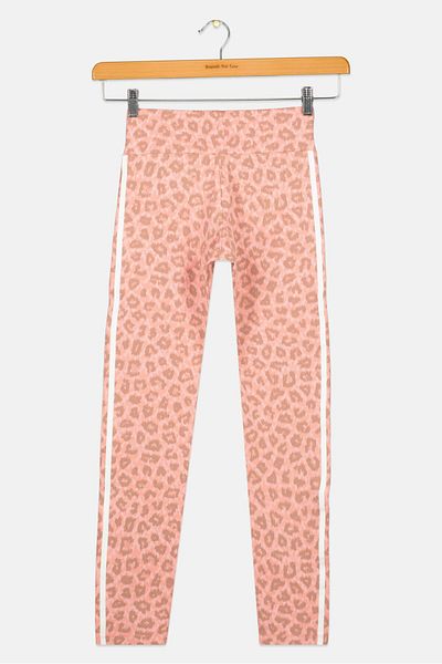 adidas Kids Girl Sportswear Fit Animal Print Training Leggings, Pink
