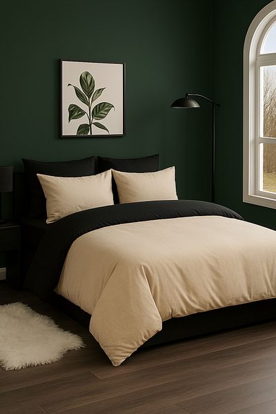 GARDEN ROOM Σετ παπλωματοθήκης Όρθια Προσωπικότητα με Μπεζ / Μαύρο Σεντόνι Εξαιρετικής Ποιότητας