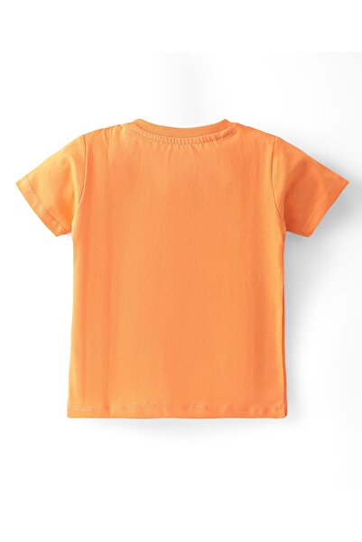 Babyhug Babyhug Single Jersey Knit Half Sleeves T-Shirt & Shorts Set Text & Leaf Print ?White & Orange