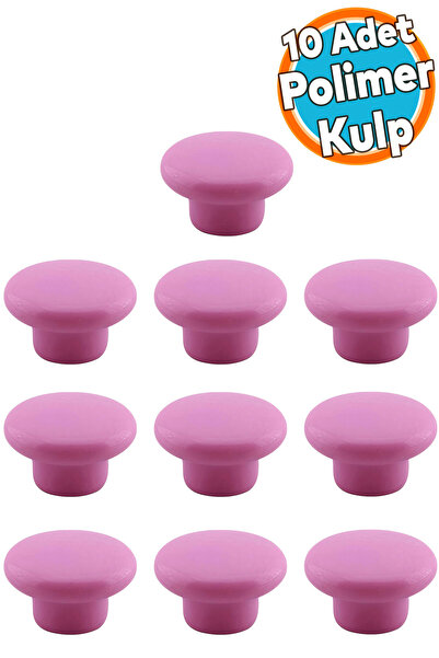 NZB Mantar Kulp Düğme 10 ADET Çekmece Mutfak Mobilya Dolabı Dolap Kulpu Kulbu Plastik Kulp Pembe