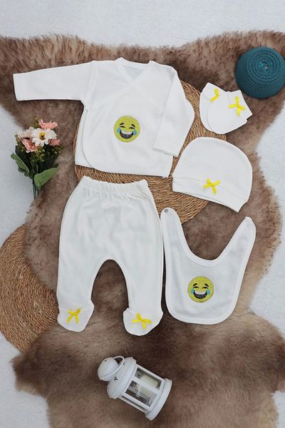 Sema Baby 0-3 Months 5 Piece Smiley Face Hospital Release Bodysuit Set