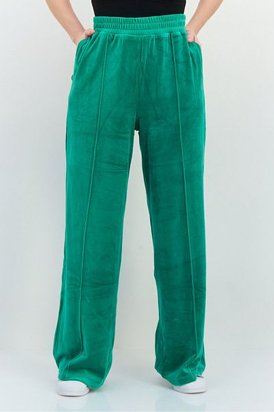 NIA Women Regular Fit Wide Leg Solid Sweatpants Pants, Green
