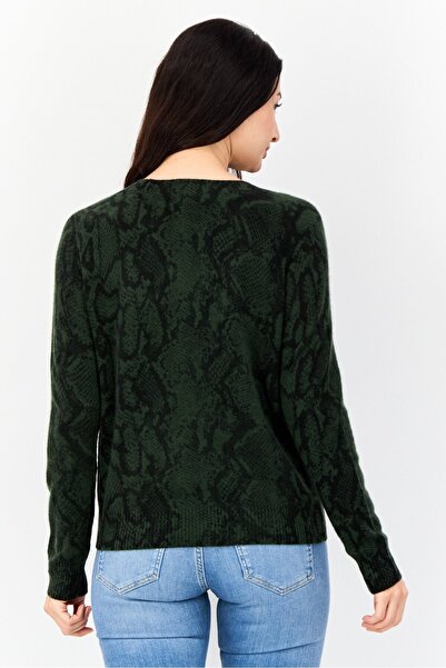 Aqua Women Crew Neck Allover Print Sweater, Multicolor