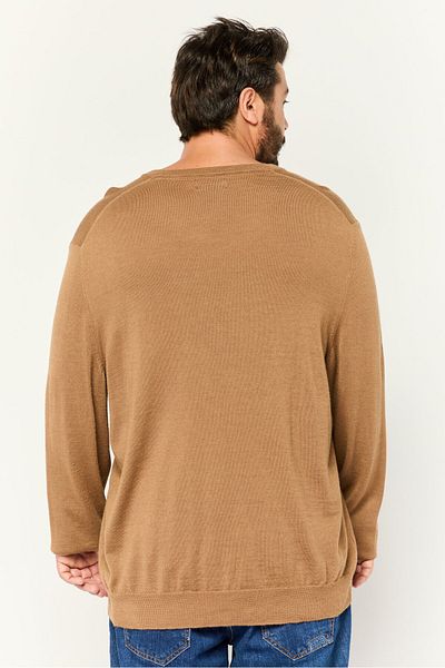 Club Room Men V-neck Textured Long Sleeves Sweater, Brown