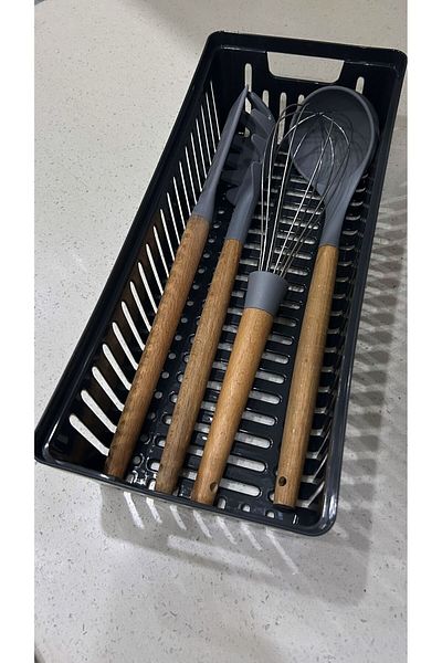 Bayev Black Clio Set of 3 Modular Cutlery and Ladle Drawer Organizer Kitchen Organizer