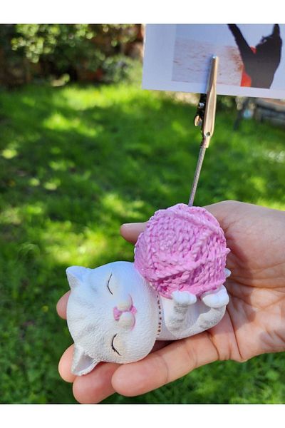 Rota Hediyelik Cute Kawaii Chubby Drawstring Cat Note Holder Note Holder Photo Holder Office Desktop Business Card Holder