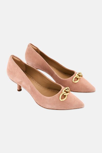 CLARKS Women Standard Violet55 Trim Slip On Pumps, Rose Gold