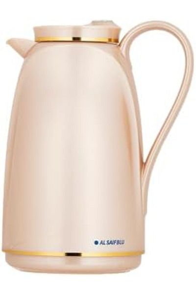 ALSAIF Blu Coffee And Tea Vaccum Flask In Brown/gold / Leak-proof And Keeps Drinks Hot 1 Liter
