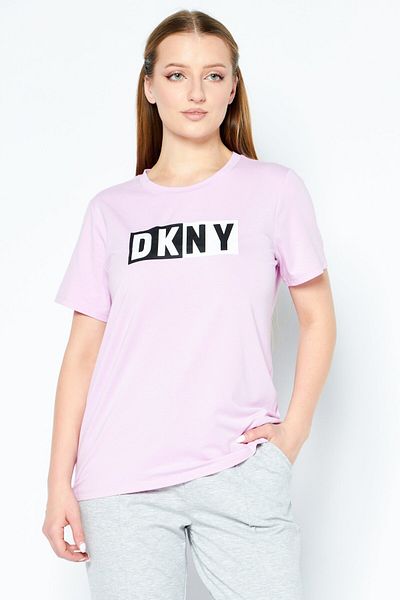 DKNY Sport Women Sportswear Fit Short Sleeve Brand Logo Training T-Shirts, Purple