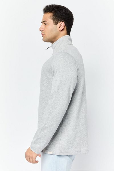 Chaps Men High Neck Heather Long Sleeve Sweatshirt, Light Grey
