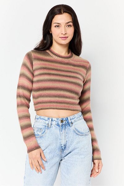 NIA Women Mock Neck Knitted Sweater, Multicolor