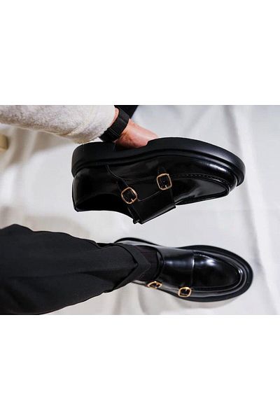 TETRİ Gody Model Genuine Leather Handmade Men's Black Casual Shoes