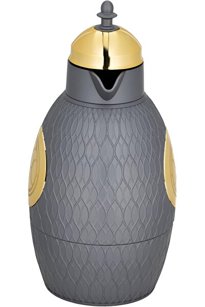 ALSAIF طقم قوارير قهوة وشاي مفرغة من الهواء، رمادي/ذهبي، مانعة للتسرب، تحافظ على سخونة المشروبات، سعة 1.0/0.7 لتر