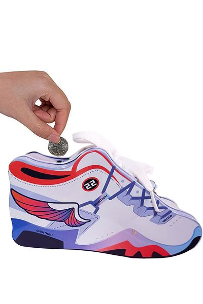 Efege Cute Locking Shoes for Kids - Coin Saving Target Money Box with Key