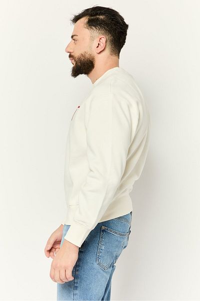 Esprit Men Crew Neck Long Sleeves Brand Logo Sweatshirts, Off White