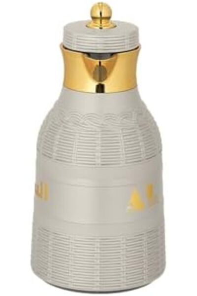 ALSAIF طقم قوارير قهوة وشاي مفرغة من الهواء، رمادي/ذهبي، مانعة للتسرب، تحافظ على سخونة المشروبات، سعة 1.0/0.7 لتر