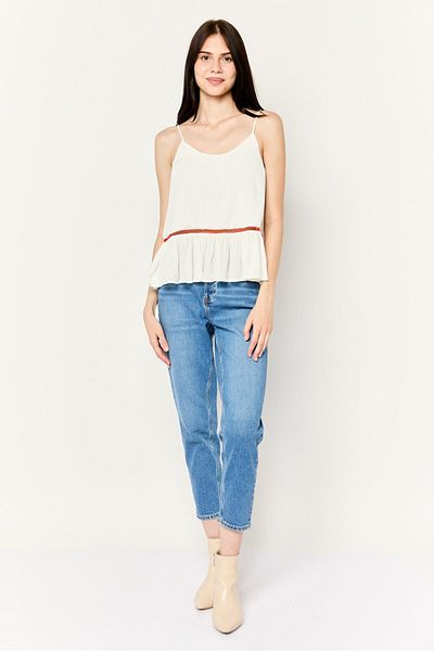 Tommy Hilfiger Women Round Neck Sleeveless Textured Tank Top, White