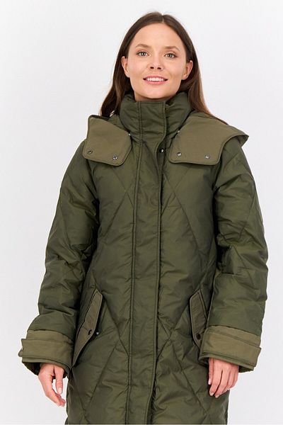 Esprit Women Quilted Long Puffer Jackets, Olive