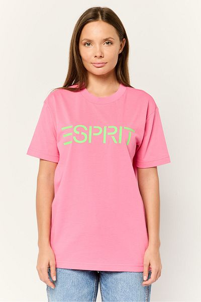Esprit Women Crew Neck Short Sleeves Graphic Print T-shirt, Pink