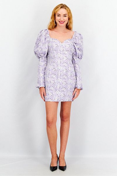 Collective The Label Women Petite Floral Print Mini Dress, Lilac