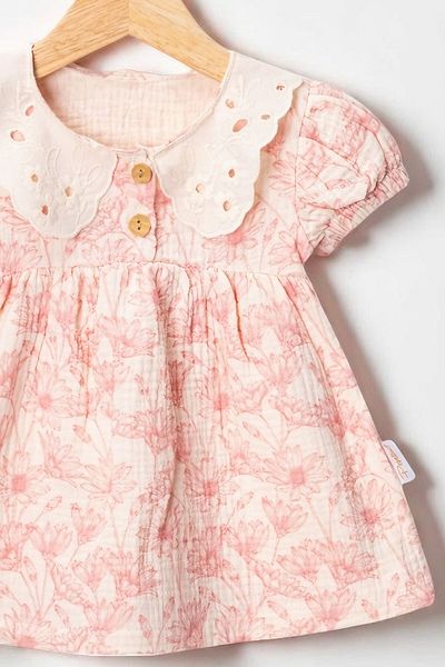 minuma Baby Girl Collared Buttoned Floral Patterned Dress 6-24 Months