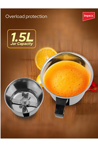 İMPEX خلاط ومطحنة 2 في 1، محرك قوي، أوعية وشفرة من الفولاذ المقاوم للصدأ، 550 واط BL 319C أحمر